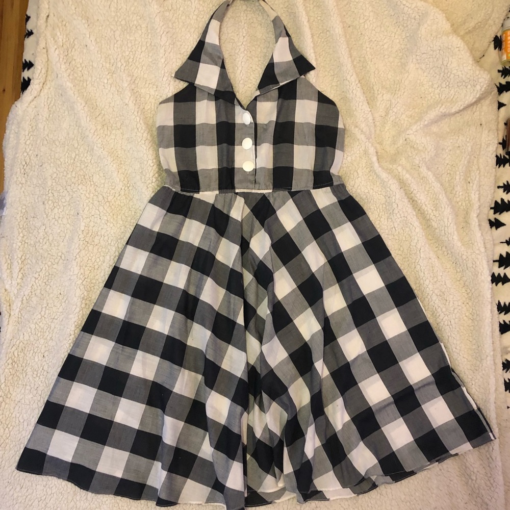 Vintage Checkered Halter Dress